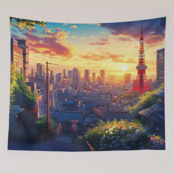 Item preview, Tokyo Street at sunrise Fantasy Art designed and sold by TheArtistOf2022.