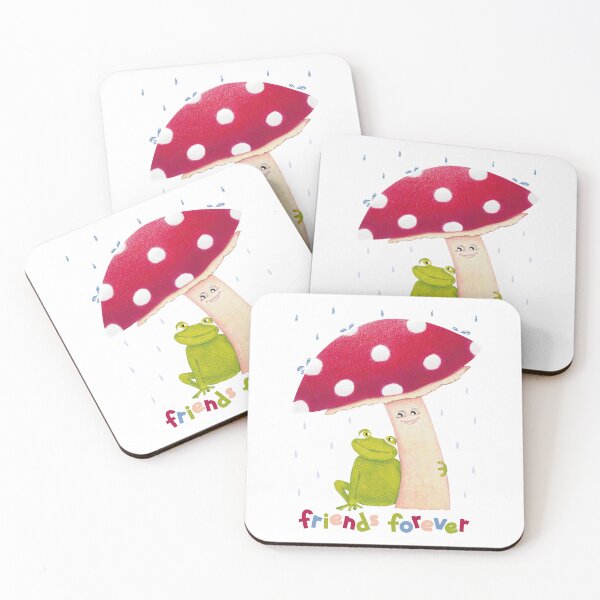 Item preview, Cute cartoon sitting frog and mushroom in rain designed and sold by ChantellaGF.