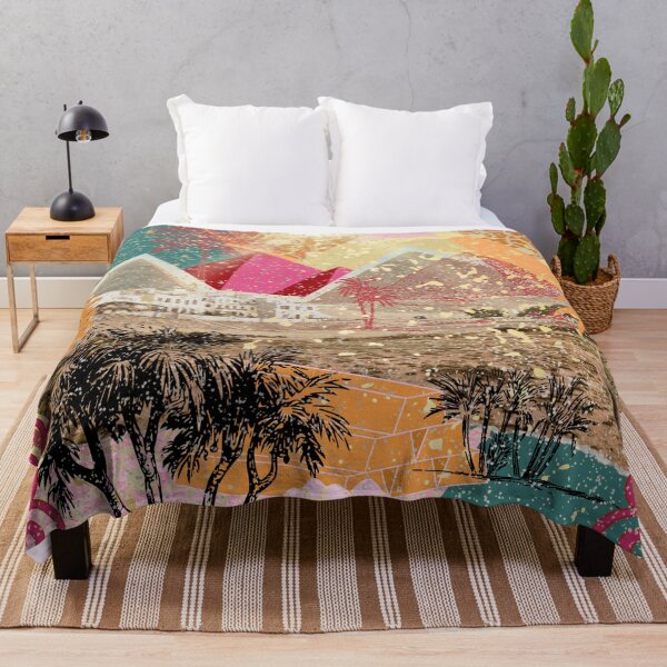 Item preview, Ancient Egyptian Pyramids in Golden Desert with Palm Trees and Sacred Sun designed and sold by Sugar Wisdom .