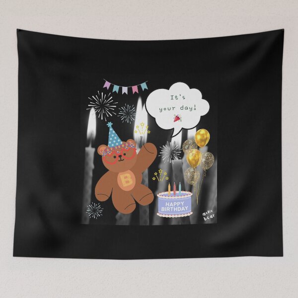 Item preview, Mono Bear Birthday – Night Sparkle Edition designed and sold by mintmono-studio.