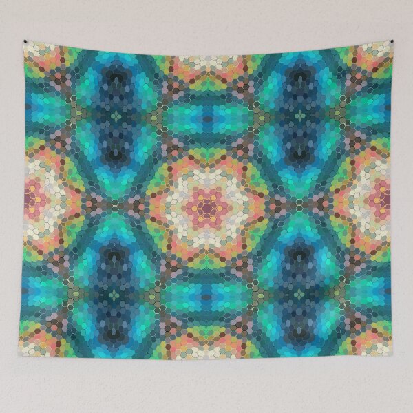 Item preview, Hex Mandala Blue Green and Pink designed and sold by WormholeOrbital.