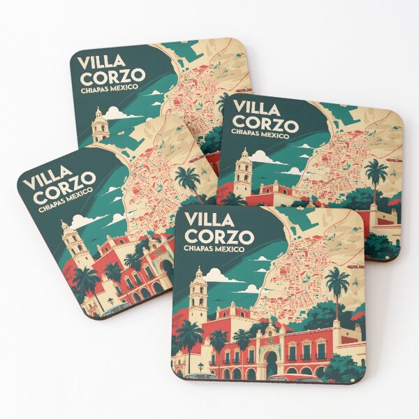 Item preview, Villa Corzo Chiapas Mexico 1950s Vintage Travel Tourism Map designed and sold by TravelersGems.
