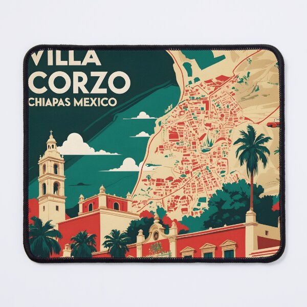 Item preview, Villa Corzo Chiapas Mexico 1950s Vintage Travel Tourism Map designed and sold by TravelersGems.