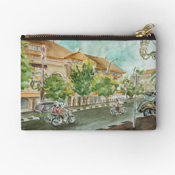 Aperçu de l'œuvre Aquarelle de paysage – Balade matinale sur la rue Malioboro créée et vendue par dellanaradika.