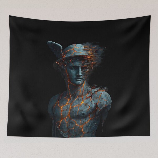 Item preview, Glitched Volcanic Greek Statue – Cracked Lava Marble Bust of Hermes designed and sold by Shoot-The-Moon.