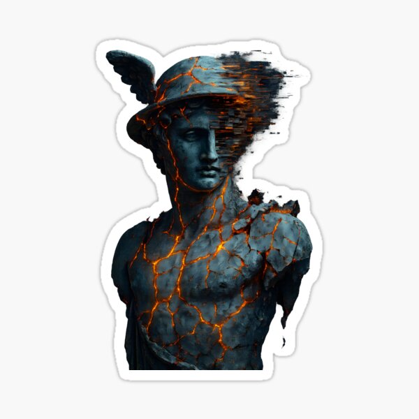 Item preview, Glitched Volcanic Greek Statue – Cracked Lava Marble Bust of Hermes designed and sold by Shoot-The-Moon.