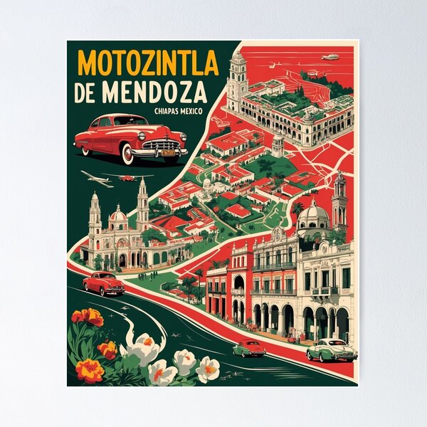 Item preview, Motozintla de Mendoza Chiapas Mexico 1950s Vintage Travel Tourism Map designed and sold by TravelersGems.