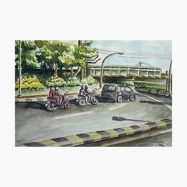 Aperçu de l'œuvre Aquarelle de paysage – Calme urbain à Yogyakarta créée et vendue par dellanaradika.