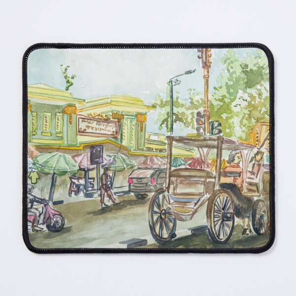 Item preview, Landscape Watercolor Painting - Vibrant Morning at Beringharjo Market designed and sold by dellanaradika.