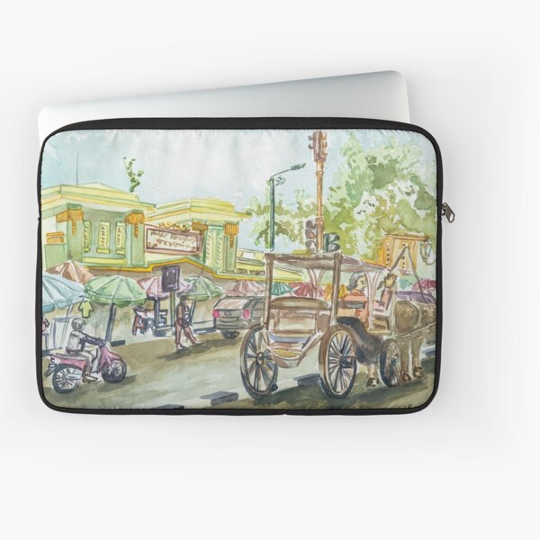 Item preview, Landscape Watercolor Painting - Vibrant Morning at Beringharjo Market designed and sold by dellanaradika.