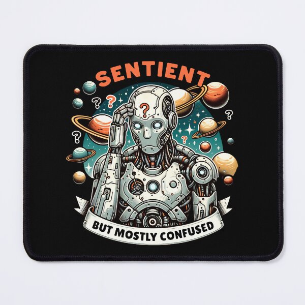 Item preview, Sentient but Mostly Confused - Funny Surreal Robot Existential designed and sold by KZbubble.