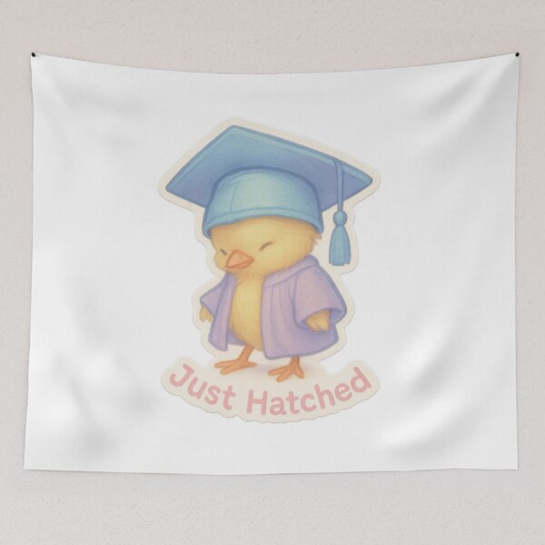Item preview, Just Hatched Graduation Chick Art designed and sold by Trendy Sticker & Merch Collection - Express Yourself.