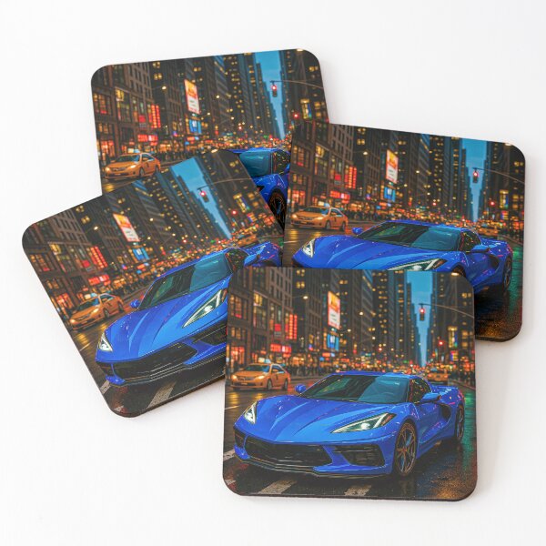 Item preview, Modern Supercar Shining Under Neon Lights In Downtown Traffic designed and sold by RevUpDesign.