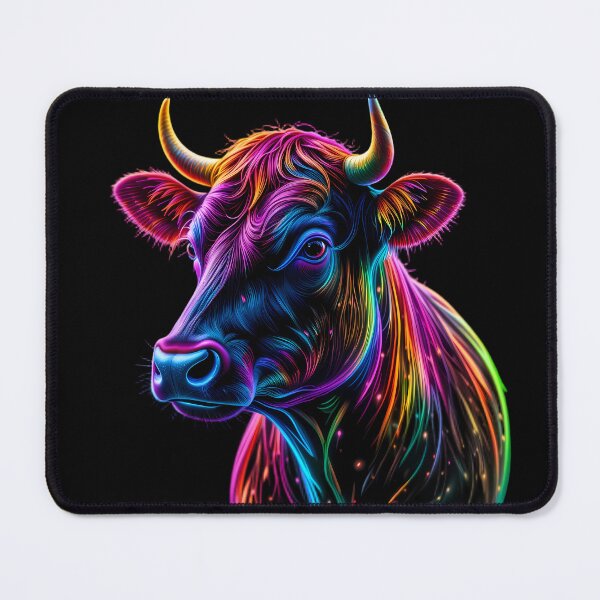 Item preview, Neon Cosmic Bovine Portraits Create Captivating Digital Art designed and sold by ART ATTACK ZONE.