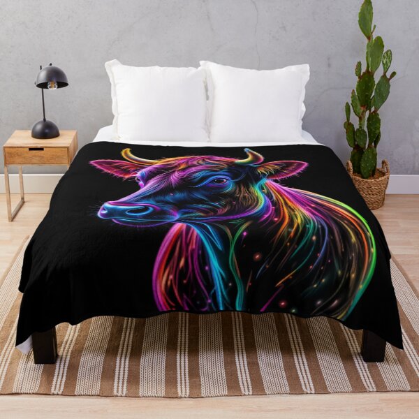 Item preview, Neon Cosmic Bovine Portraits Create Captivating Digital Art designed and sold by ART ATTACK ZONE.