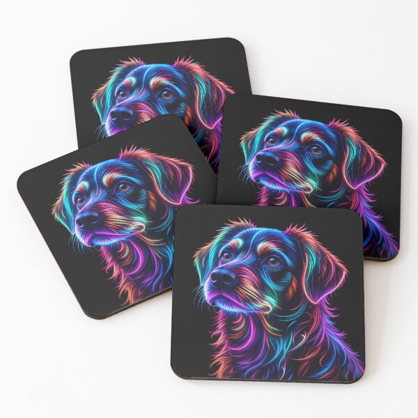 Item preview, Neon Celestial Canine Portraits Create Captivating Digital Art designed and sold by ART ATTACK ZONE.