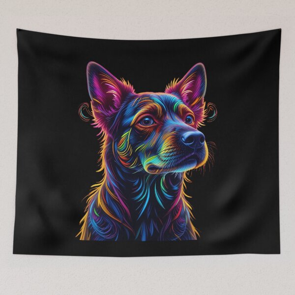 Item preview, Neon Stellar Shepherd Portraits Create Captivating Digital Art designed and sold by ART ATTACK ZONE.