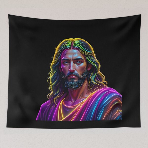 Item preview, God Symphony Neon Art Jesus Vibrant Digital Expressions designed and sold by ART ATTACK ZONE.