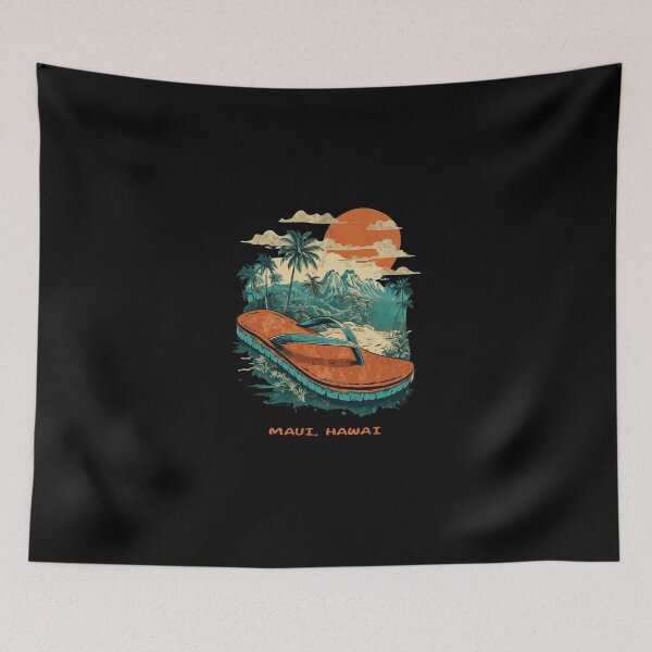 Item preview, Maui Hawai | Vintage Tropical Illustration Featuring Oversized Flip-Flop designed and sold by niclothing.