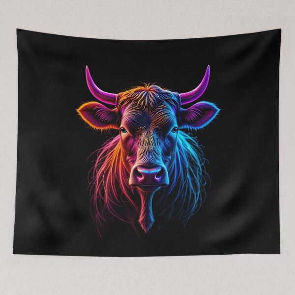 Item preview, Funny Cow Neon Art Jesus Vibrant Digital Expressions designed and sold by ART ATTACK ZONE.