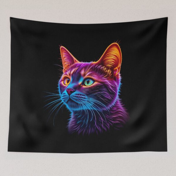 Item preview, Cute Cat Neon Art Jesus Vibrant Digital Expressions designed and sold by ART ATTACK ZONE.