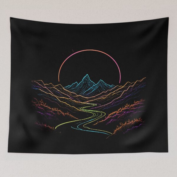 Item preview, Landscape Mountains Neon Art Jesus Vibrant Digital Expressions designed and sold by ART ATTACK ZONE.