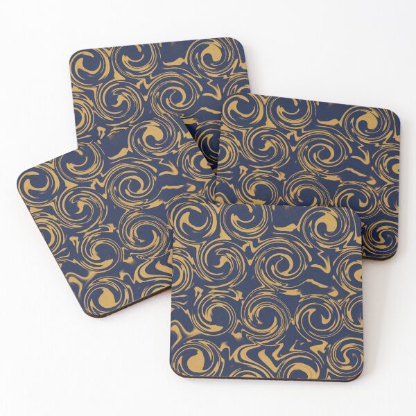 Item preview, Gold and Navy Blue Swirls Pattern designed and sold by Owcomm.