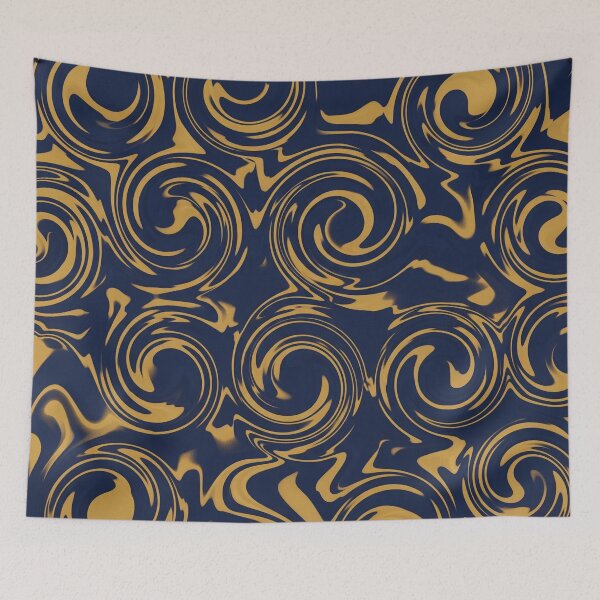 Item preview, Gold and Navy Blue Swirls Pattern designed and sold by Owcomm.