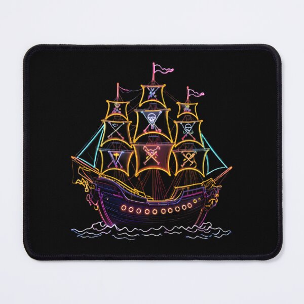 Item preview, Pirate Ship Neon Art Jesus Vibrant Digital Expressions designed and sold by ART ATTACK ZONE.