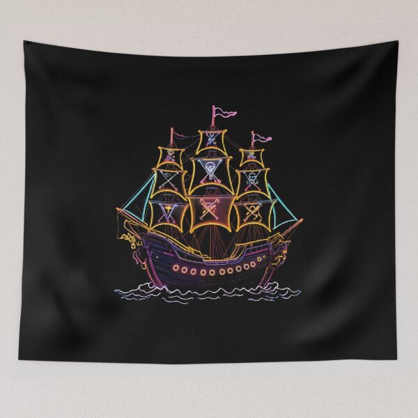 Item preview, Pirate Ship Neon Art Jesus Vibrant Digital Expressions designed and sold by ART ATTACK ZONE.