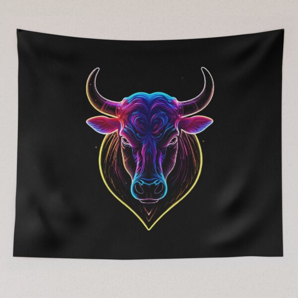 Item preview, Bull Warrior  Neon Art Jesus Vibrant Digital Expressions designed and sold by ART ATTACK ZONE.