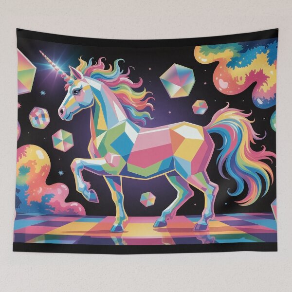 Item preview, Vibrant geometric unicorn artwork illustration designed and sold by mystiquelicorne.
