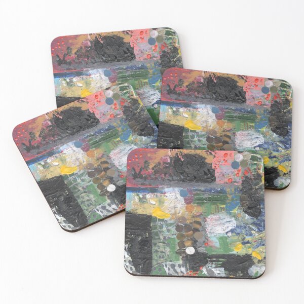 Item preview, Colorful Collage Artwork Holes Punched Abstract Contemporary Painting designed and sold by pngrktes-art.