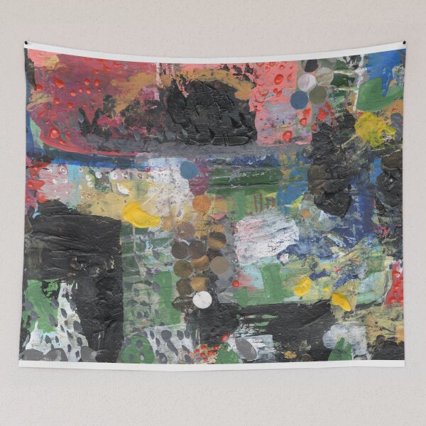 Item preview, Colorful Collage Artwork Holes Punched Abstract Contemporary Painting designed and sold by pngrktes-art.