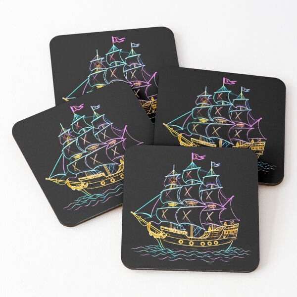 Item preview, Pirate Ships Neon Marine Animal Mystical Art Collection designed and sold by ART ATTACK ZONE.