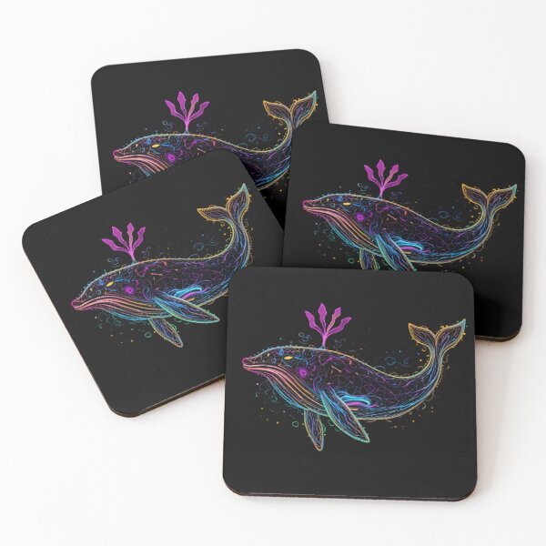 Item preview, Whale Water Neon Marine Animal Mystical Art Collection designed and sold by ART ATTACK ZONE.