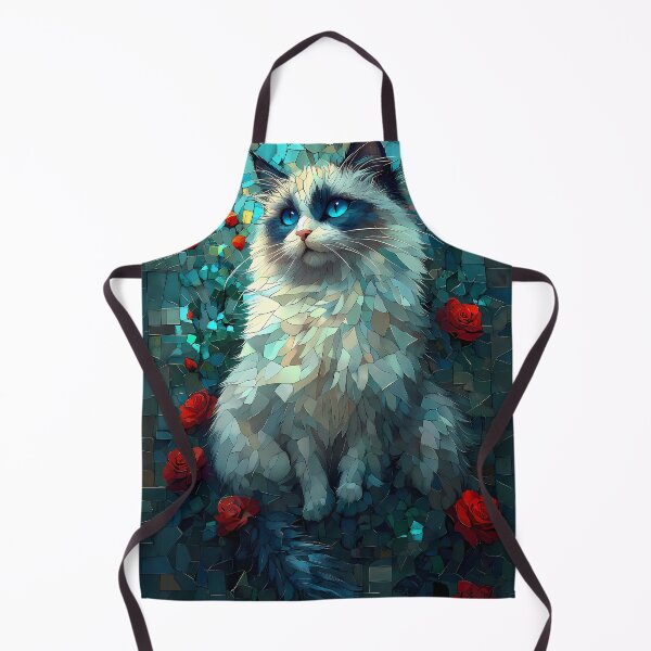 Item preview, Animal Stained Mosaic-Eyed Persian Cat Resting Among Bright Scarlet Roses designed and sold by lassedgkotsij.