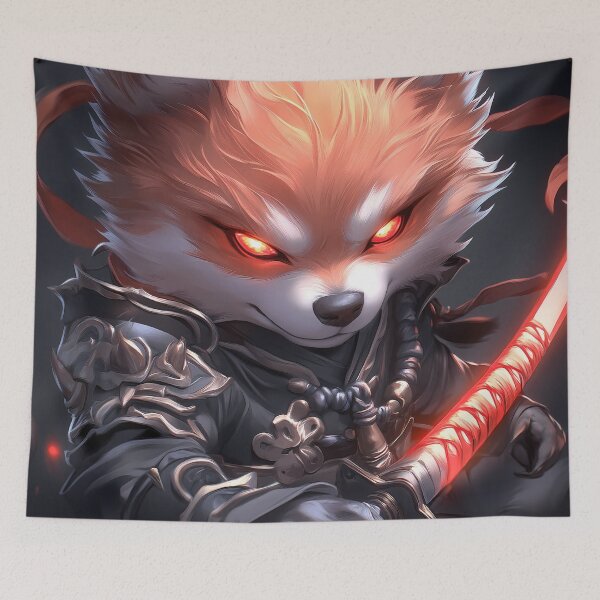 Item preview, Animal Fox Warrior Samurai Blade Red Glowing Eyes Fierce Beast designed and sold by mugonneazh.