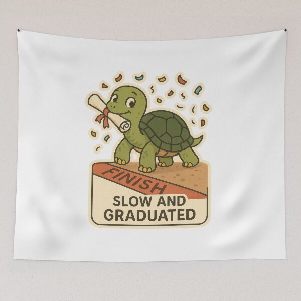 Item preview, Slow and Graduated – Funny Turtle Grad Art designed and sold by Trendy Sticker & Merch Collection - Express Yourself.