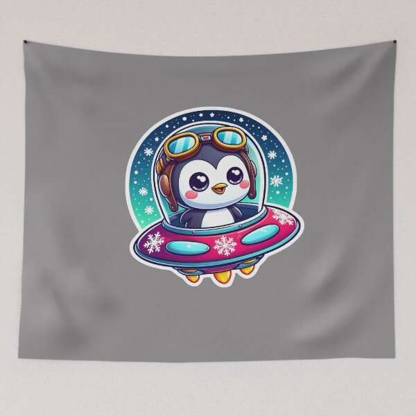 Item preview, UFO Kawaii Penguin designed and sold by ArtistEmbrace.