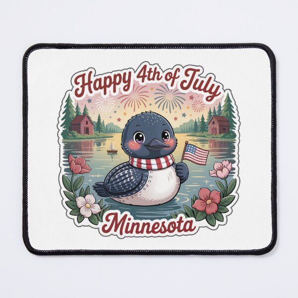 Item preview, Minnesota 4th of July Cute Loon Lake Sticker | Chibi Vintage Animal Patriotic Design designed and sold by Nuist25.