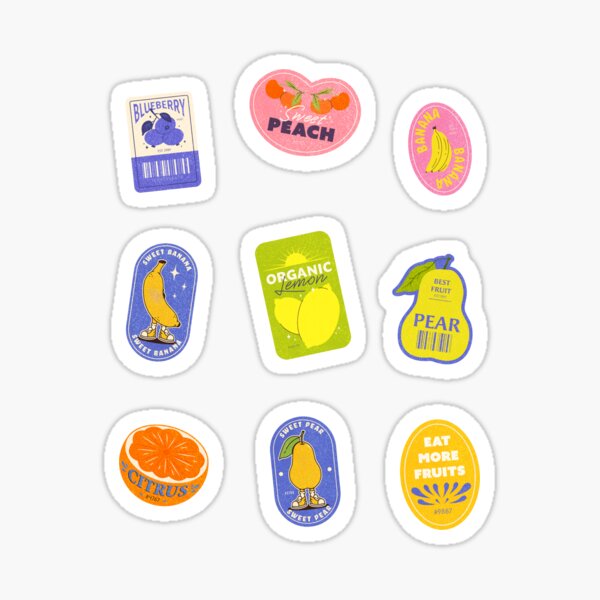 Item preview, Retro Fruit Sticker Labels Sticker Pack Vintage Sticker Pack designed and sold by Wordsmith-Wear.