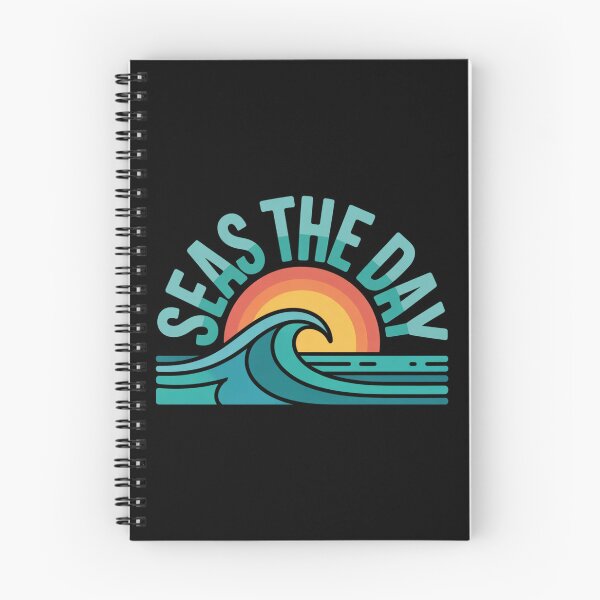 Aperçu de l'œuvre Seas the Day Typographie audacieuse Soleil et vagues de l'océan créée et vendue par MagicWander.