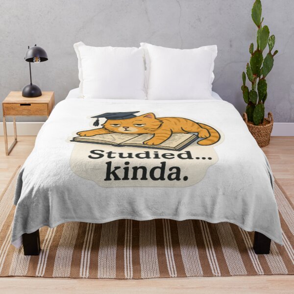 Item preview, Studied… Kinda – Lazy Cat Graduation Art designed and sold by Trendy Sticker & Merch Collection - Express Yourself.