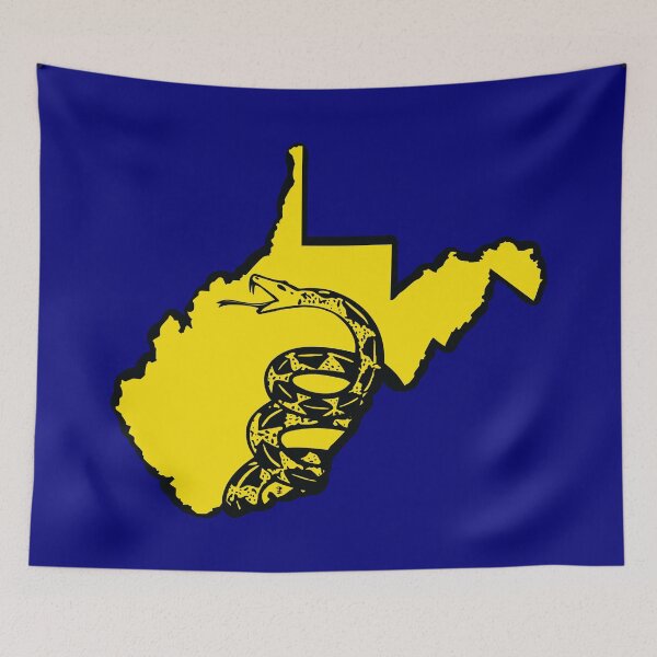 Item preview, WEST VIRGINIAN - Libertarian - Don't Tread On Me Gadsden Snake on WEST VIRGINIA Map on Blue default background, #020279 designed and sold by pelagio.