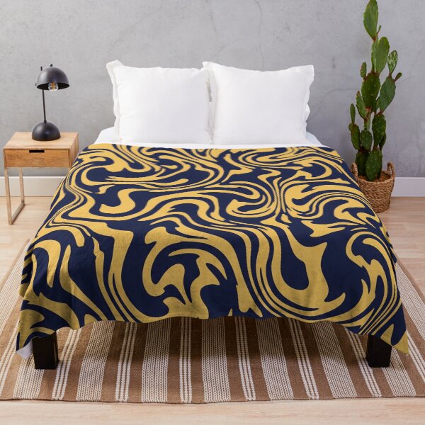 Item preview, Gold and Navy Blue Fluid Swirl Pattern designed and sold by Owcomm.