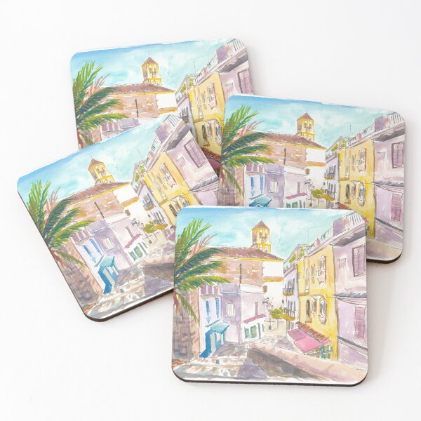 Item preview, Charming Marbella Street Scene under Spanish Blue Sky designed and sold by artshop77.