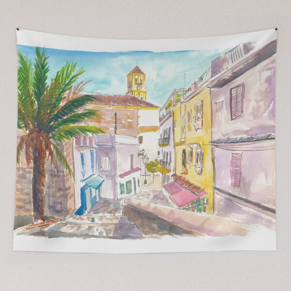 Item preview, Charming Marbella Street Scene under Spanish Blue Sky designed and sold by artshop77.