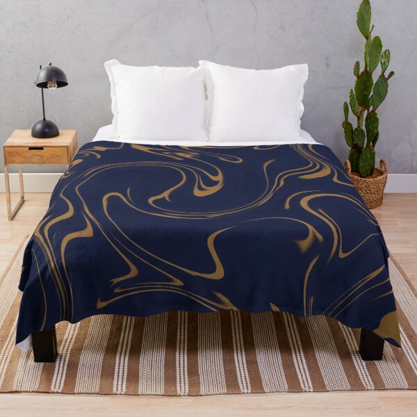 Item preview, Gold and Navy Blue Fluid Swirl Pattern designed and sold by Owcomm.