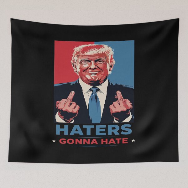 Item preview, Funny Haters Gonna Hate Donald Trump Middle Finger designed and sold by splindoershop.
